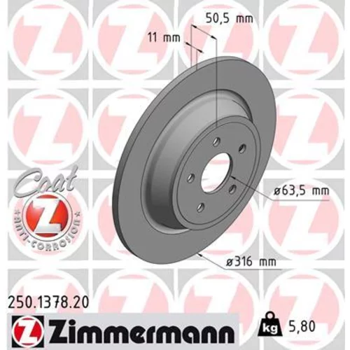 Brzdový kotúč ZIMMERMANN 250.1378.20