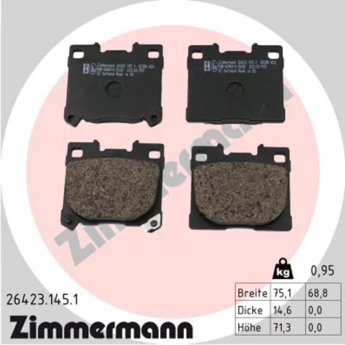 Sada brzdových platničiek kotúčovej brzdy ZIMMERMANN 26423.145.1