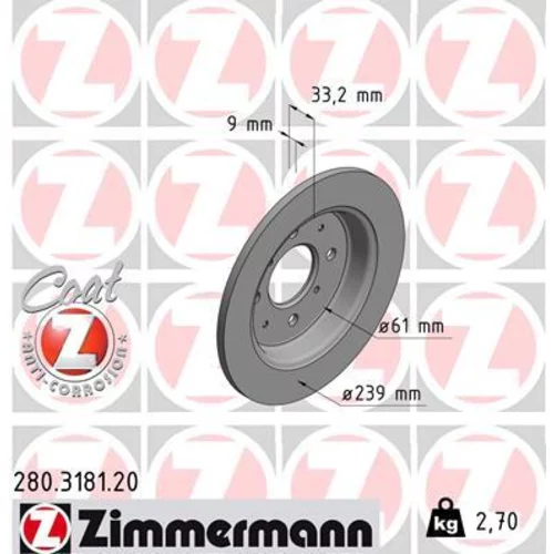 Brzdový kotúč ZIMMERMANN 280.3181.20