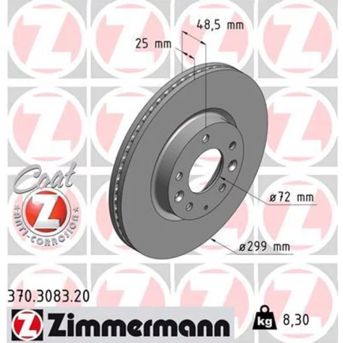 Brzdový kotúč ZIMMERMANN 370.3083.20