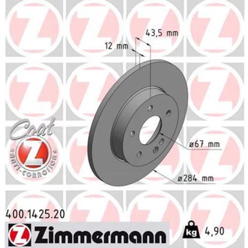 Brzdový kotúč ZIMMERMANN 400.1425.20