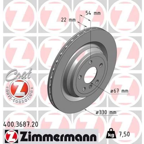 Brzdový kotúč ZIMMERMANN 400.3687.20