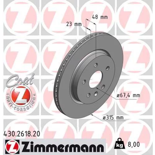 Brzdový kotúč ZIMMERMANN 430.2618.20