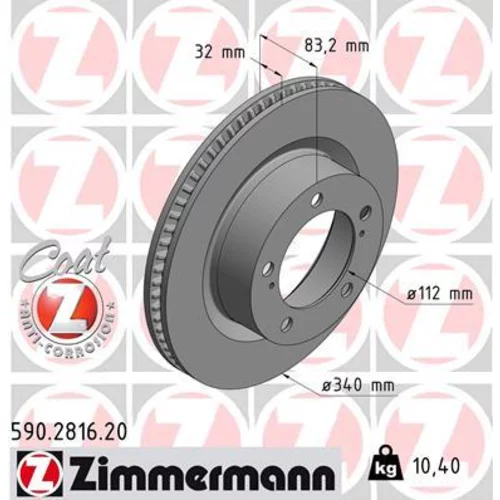 Brzdový kotúč ZIMMERMANN 590.2816.20