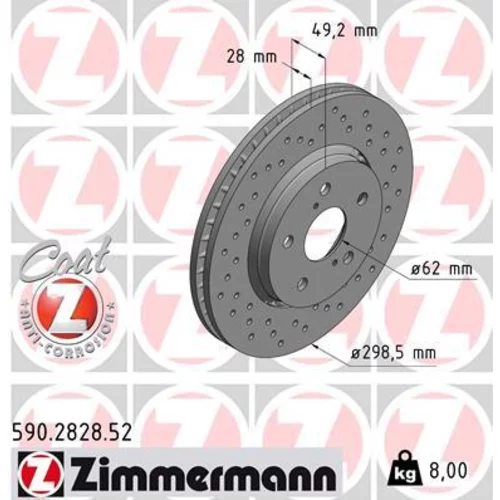 Brzdový kotúč ZIMMERMANN 590.2828.52