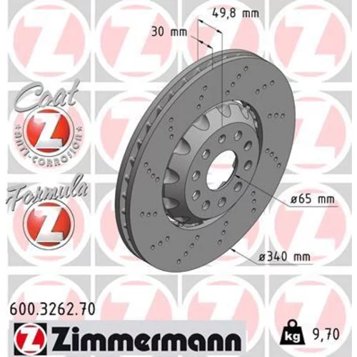 Brzdový kotúč ZIMMERMANN 600.3262.70