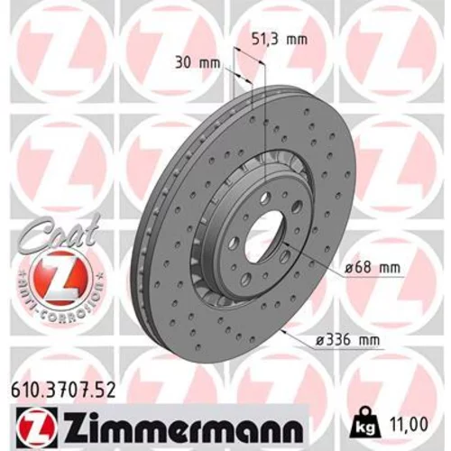 Brzdový kotúč ZIMMERMANN 610.3707.52