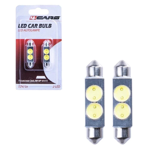 4CARS HQ sada LED žiaroviek T11X/41MM 2X0.5W HP biela