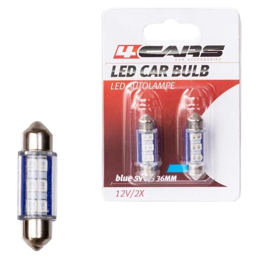 4CARS LED ŽIAROVKA 6LED 12V SV8,5 36MM MODRÁ