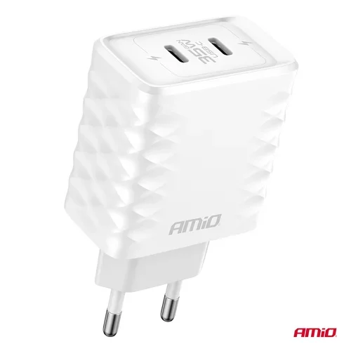 Sieťová nabíjačka Quick Charger 35W 2xUSB-C AMiO-04288 - obr. 1