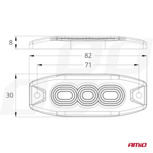 Výstražné osvetlenie oranžové 3x3W LED R65 R10 12/24V IP67 AMIO - obr. 3