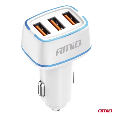 Nabíjačka do auta 3x USB-A 30W 12/24V AMiO-03889 - obr. 1