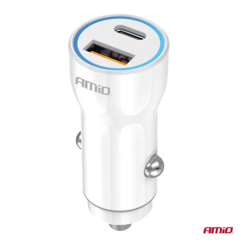 Nabíjačka do auta USB-A + USB-C 20W 12/24V AMiO-03881 - obr. 1