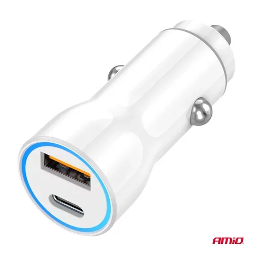 Nabíjačka do auta USB-A + USB-C 20W 12/24V AMiO-03881 - obr. 2