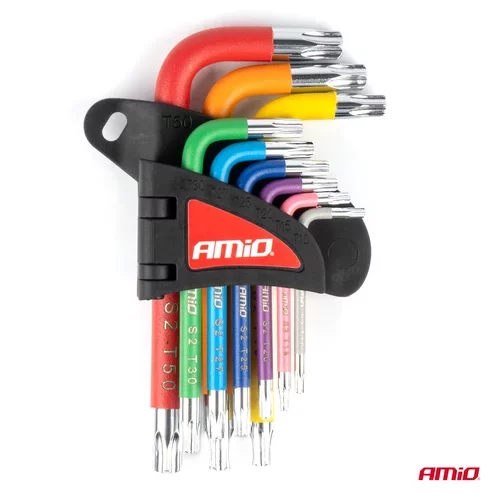 Imbusové TORX kľúče z S2 ocele 9ks AMiO-04300 - obr. 1
