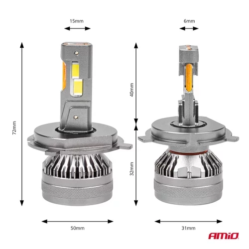 LED žiarovky hlavného svietenia H4/H19 HP séria Full Canbus AMiO-03673 - obr. 5