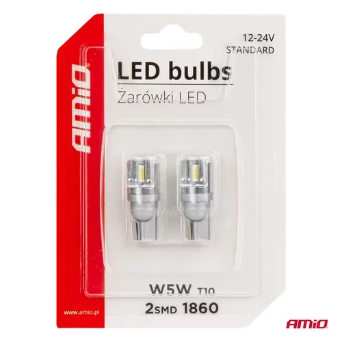 LED žiarovky STANDARD T10 W5W 2x1860 SMD White 12V/24V AMIO-03719 - obr. 4