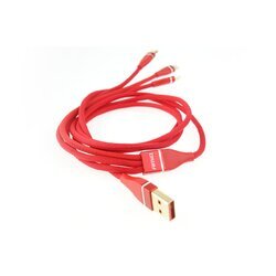 Multi-kábel pre telefón USB C / micro USB 1.2m červený FullLINK 3.1A UC-7 AMIO - obr. 1
