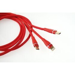 Multi-kábel pre telefón USB C / micro USB 1.2m červený FullLINK 3.1A UC-7 AMIO - obr. 2
