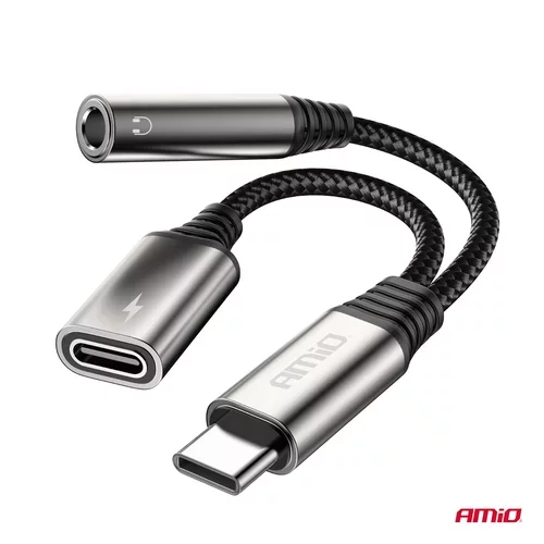 USB-C ZU TYP USB-C + Mini-Jack 3,5 mm Buchse adaptér 10 cm AMIO-04295 - obr. 3