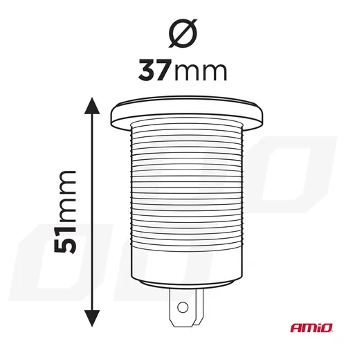 Vodotesná nabíjačka so spínačom, digitálnym voltometrom ČERVENÝ LED indikátor USB + USB C QC3.0 12/24V AMiO-04225 - obr. 3