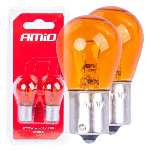 Halogénové žiarovky PY21W BA15S 12V AMBER 2ks blister AMIO