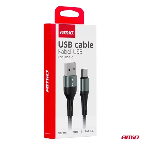 Kábel USB na USB-C 3A 200cm FullLINK AMIO-03912 - obr. 2