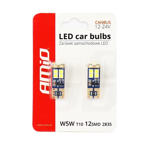 LED žiarovky CANBUS 12SMD 2835 T10e (W5W) White 12V/24V AMIO - obr. 4