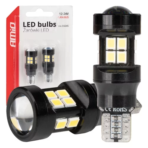 LED žiarovky CANBUS T15 W16W 15SMD 2835 Biela 12V 24V AMiO-04245