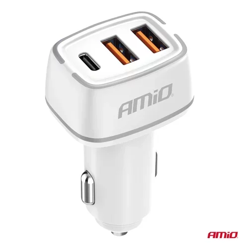 Nabíjačka do auta 2x USB-A + USB-C 32W 12/24V AMiO-03890 - obr. 1