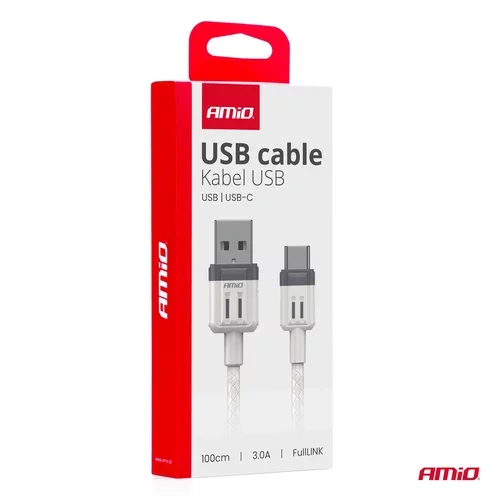 Kábel USB na USB-C 3A 100cm FullLINK AMIO-03905 - obr. 2