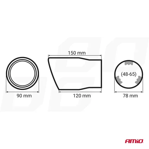 Okrúhla koncovka výfuku chrómová 48-65mm MT 007 /AMIO/ - obr. 4