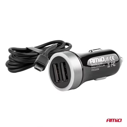 Nabíjačka do auta 12/24V Micro + 2x USB 2.4A PCH PRO-01 /AMIO/ - obr. 1