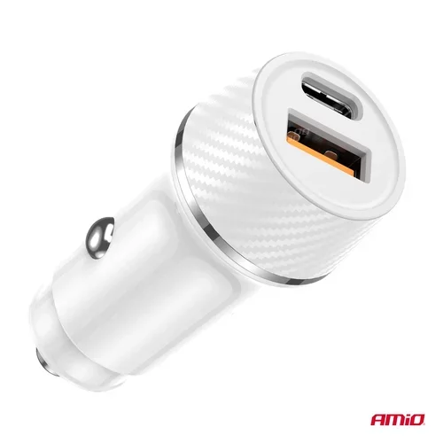 Nabíjačka do auta USB-A + USB-C 20W 12/24V AMiO-03878 - obr. 2