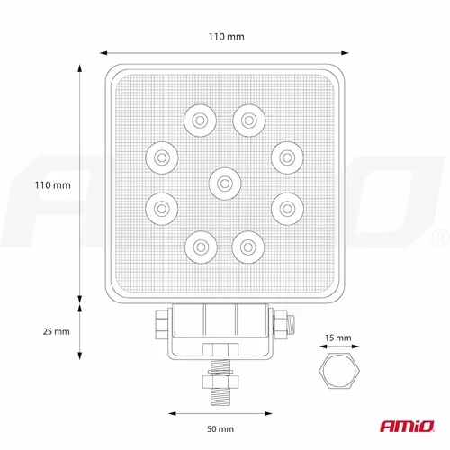 Pracovné LED svetlo AWL07 9 LED FLOOD 9-36V AMIO - obr. 10