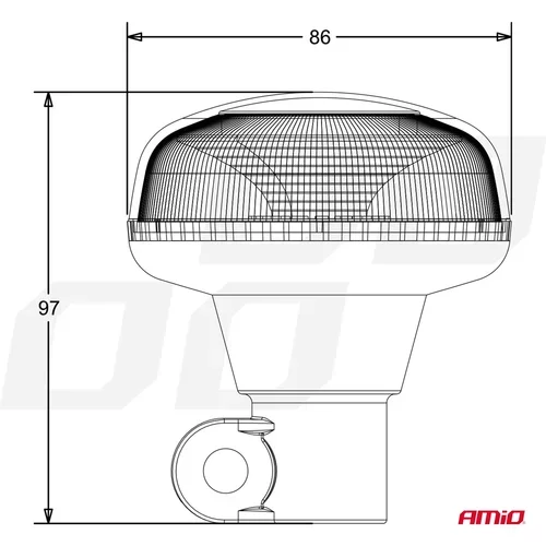 Výstražný maják W21p na tyč R65 R10 18LED 12/24V IP56 AMIO - obr. 5