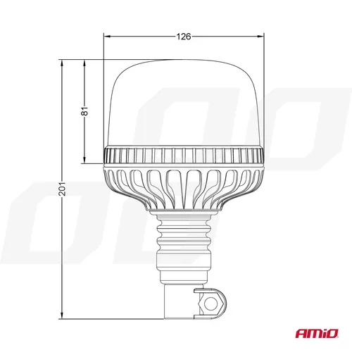 Výstražný maják W25p tyčový Flexi R65 R10 24LED 12/24V IP66 AMIO - obr. 5