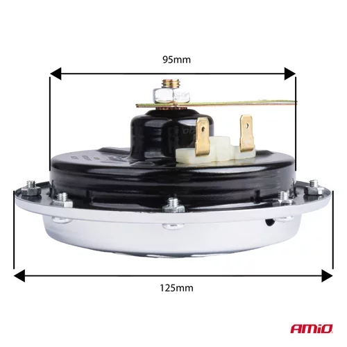 Zvuková signalizácia klaksónu chróm 125 mm 12V AMIO-04074 - obr. 1