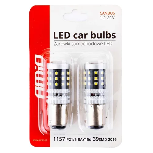 LED žiarovky CANBUS 2016 39SMD 1157 BAY15D P21/5W White 12V/24V AMIO - obr. 3