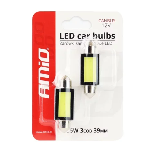 LED žiarovky CANBUS COB3 Festoon C5W C10W C3W 39mm White 12V AMIO - obr. 2