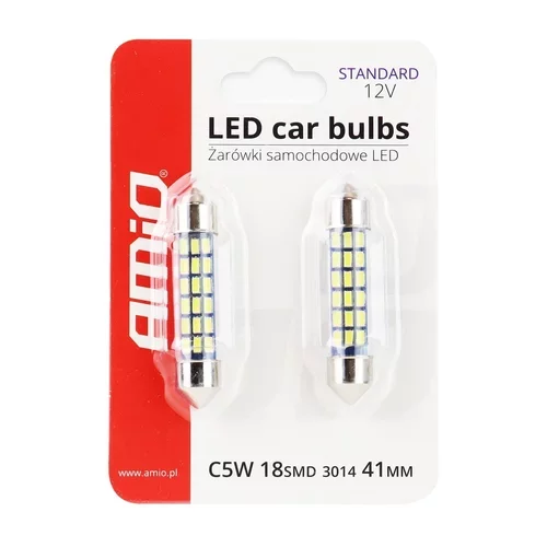 LED žiarovky STANDARD 3014 18SMD Festoon C5W C10W C3W 41mm White 12V AMIO - obr. 2