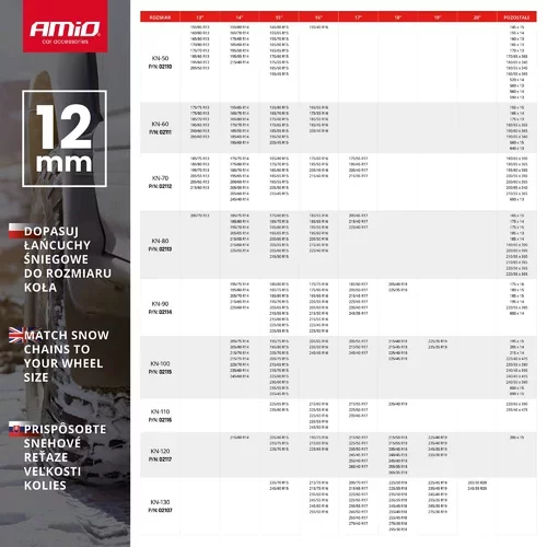 Snehové reťaze 12mm KN-130 AMIO-02107 - obr. 13