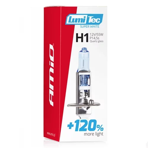 Halogénová žiarovka H1 12V 55W LumiTec SuperWhite +120% AMIO - obr. 2