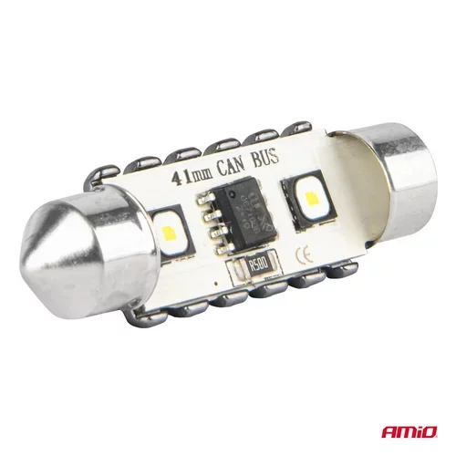 LED žiarovky CANBUS 12SMD Festoon C5W 3838 41mm White 12/24V AMiO-04250 - obr. 3