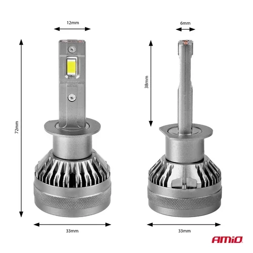 LED žiarovky hlavného svietenia HP Full Canbus H1 12V 24v 6500k AMIO-03671 - obr. 2