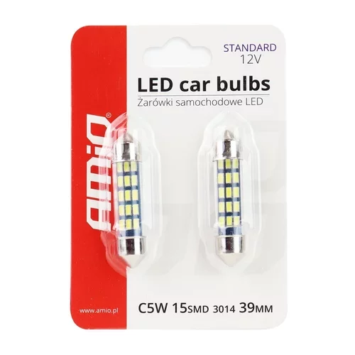 LED žiarovky STANDARD 3014 15SMD Festoon C5W C10W C3W 39mm White 12V AMIO - obr. 2