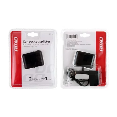 Rozdvojka autozapaľovača + USB SOC1 /AMiO/ - obr. 1