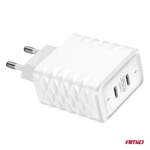 Sieťová nabíjačka Quick Charger 35W 2xUSB-C AMiO-04288 - obr. 2