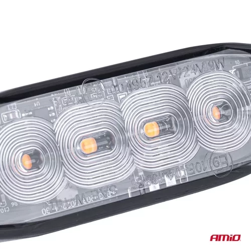 Výstražné osvetlenie oranžové 4x3W LED R65 R10 12/24V IP67 AMIO - obr. 1