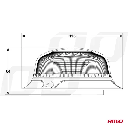 Výstražný maják W21m Magnet / 3 skrutky R65 R10 18LED 12/24V IP56 AMIO - obr. 7